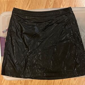 Free People Black Leather Skirt
